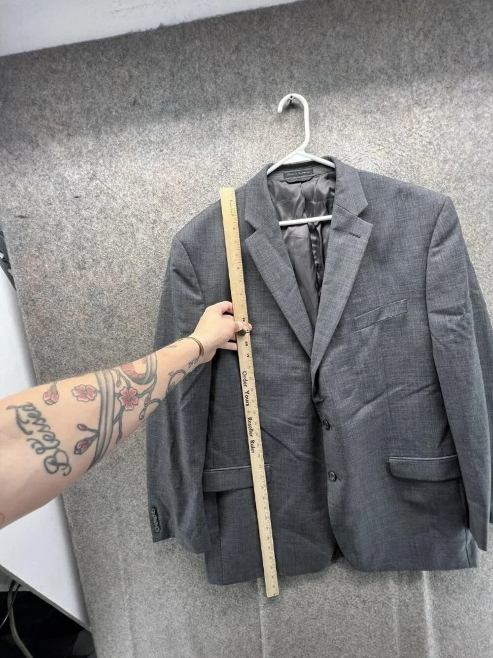 Lauren Ralph Lauren Blazer Mens 46L Gray Sport Coat Jacket Two Button Business